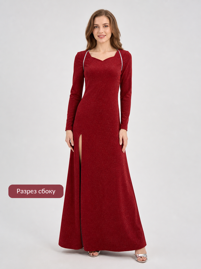 Shrek Costume: Red Long-Sleeve Maxi Dress