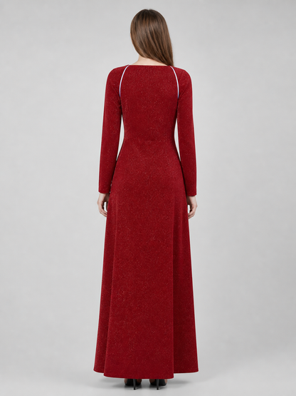 Shrek Costume: Red Long-Sleeve Maxi Dress