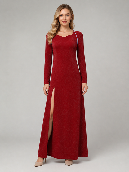 Shrek Costume: Red Long-Sleeve Maxi Dress