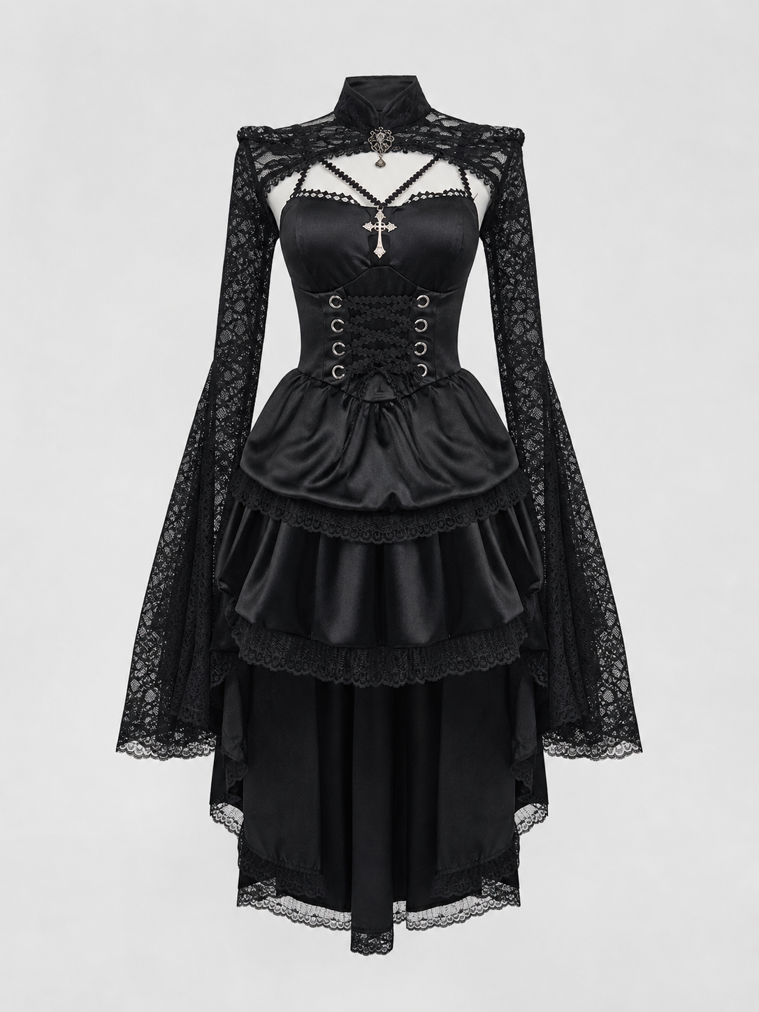 Gothic Vampire Dress with Cape and Lacing
