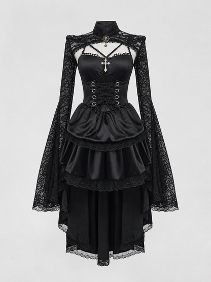 Gothic Vampire Dress with Cape and Lacing