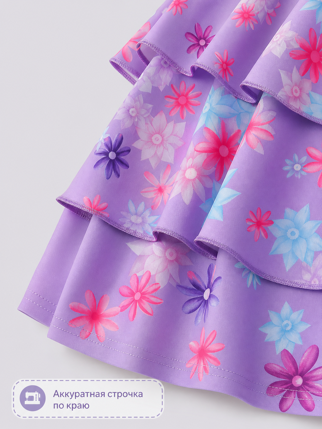 Girls' Floral Print Costume Dress with Purse