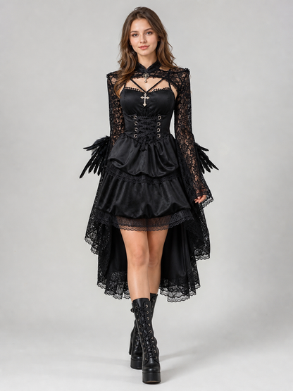 Gothic Vampire Dress with Cape and Lacing