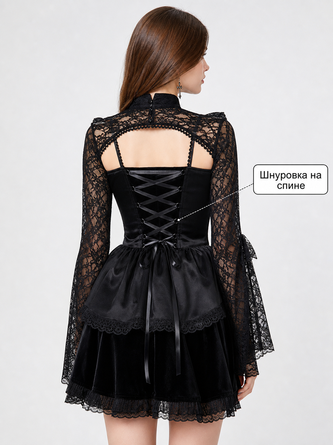Gothic Vampire Dress with Cape and Lacing