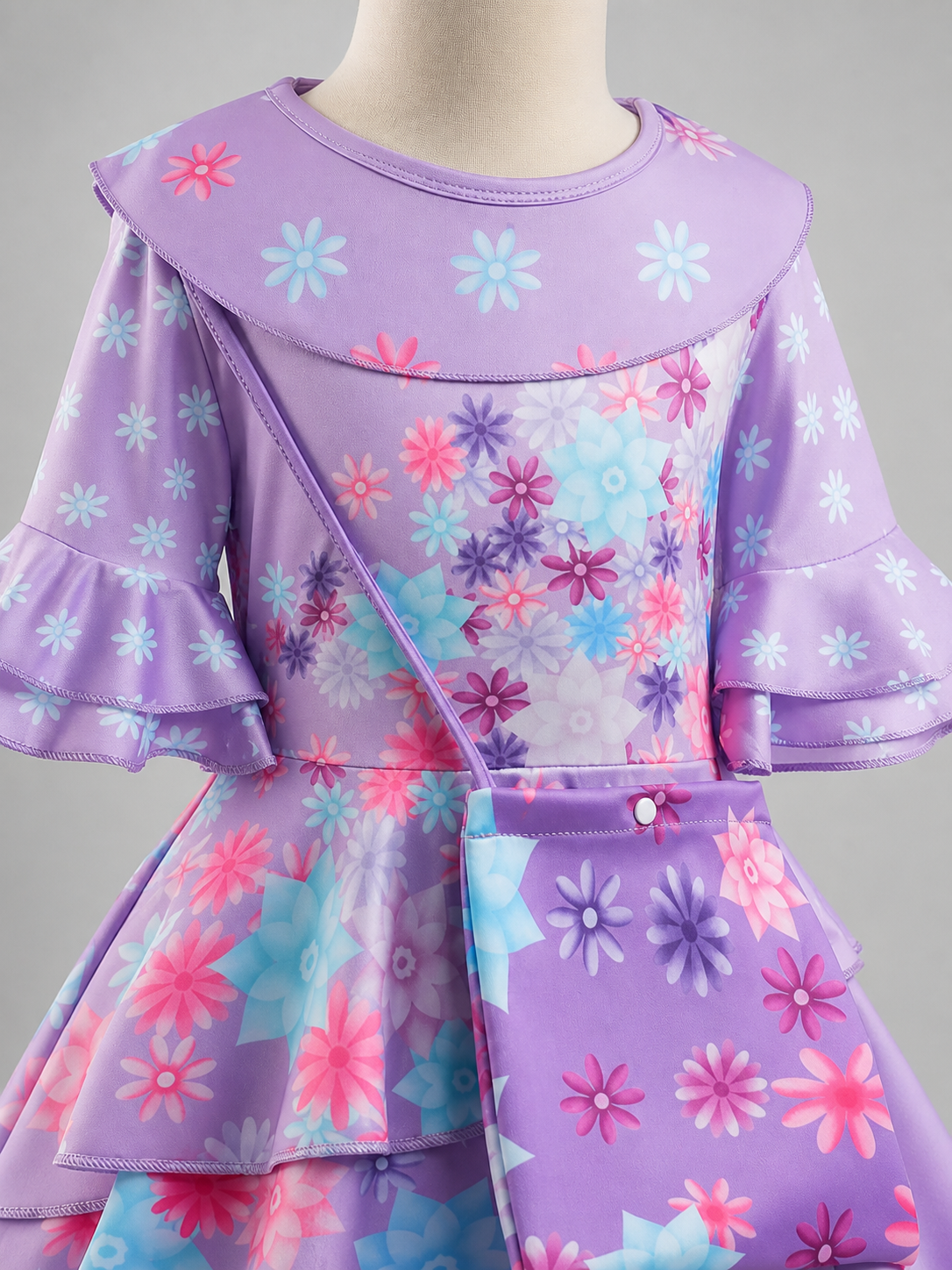 Girls' Floral Print Costume Dress with Purse