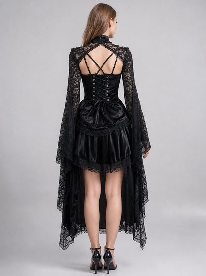 Gothic Vampire Dress with Cape and Lacing
