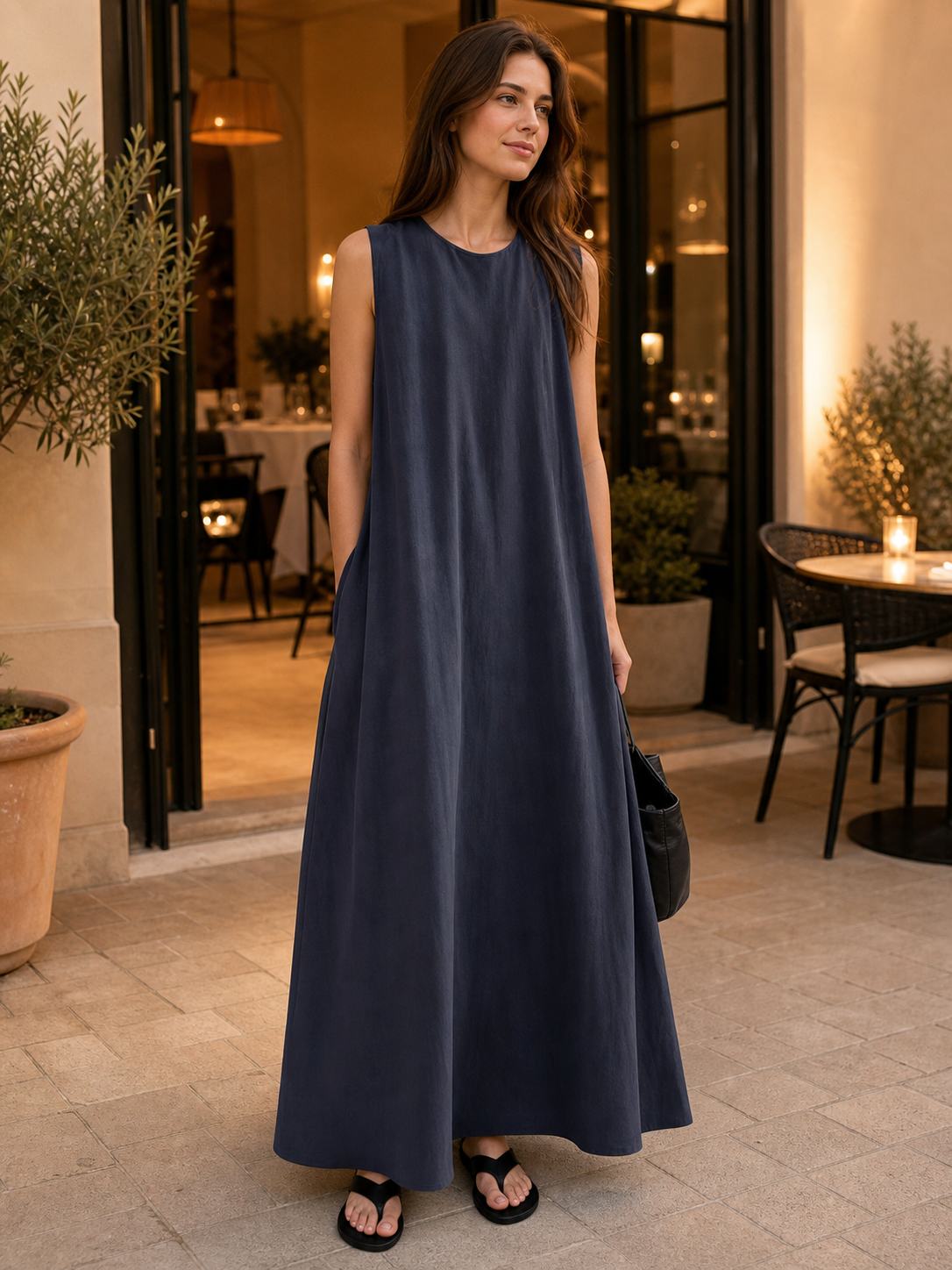 Loose Sleeveless Korean Chic Maxi Dress