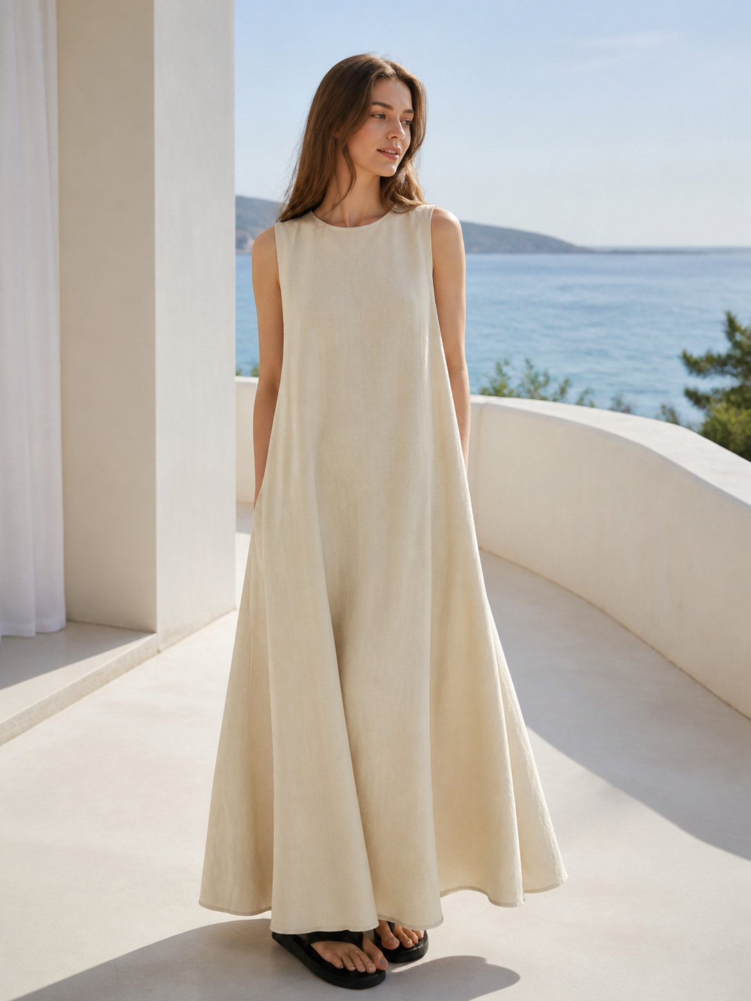 Sleeveless Maxi Dress, Relaxed Fit