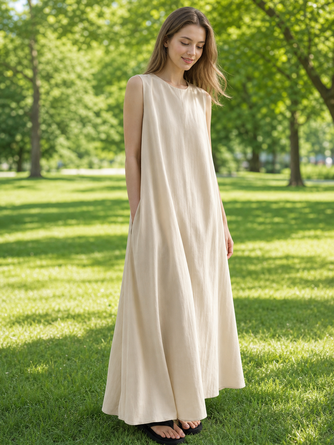 Sleeveless Maxi Dress, Relaxed Fit