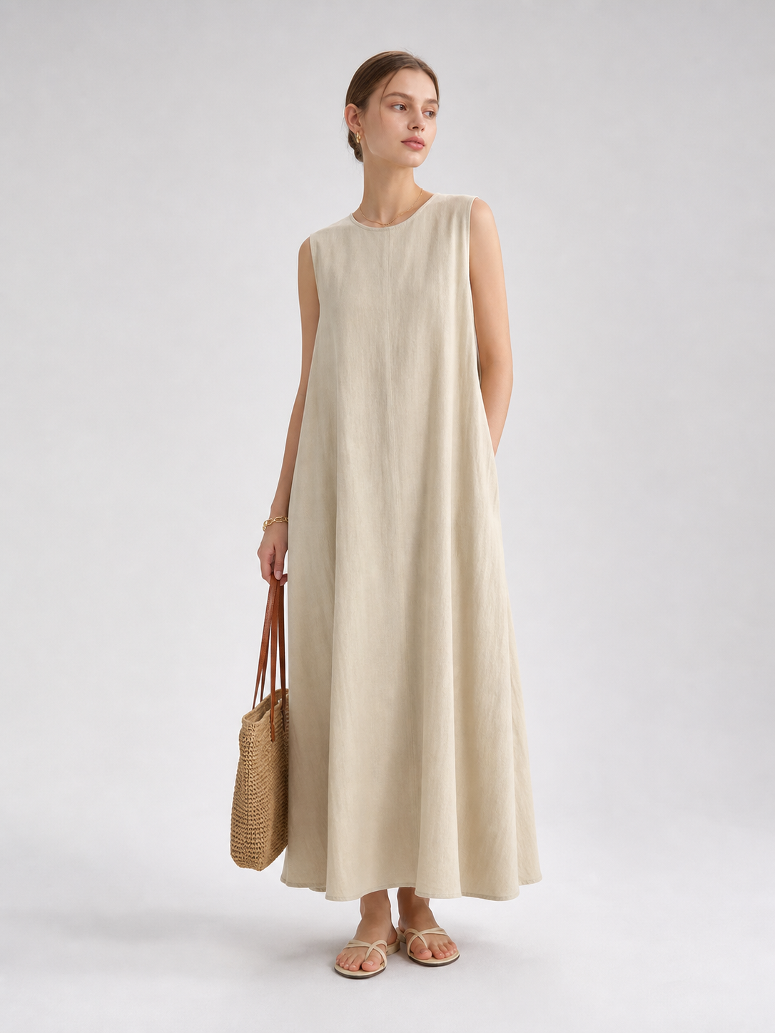 Sleeveless Maxi Dress, Relaxed Fit