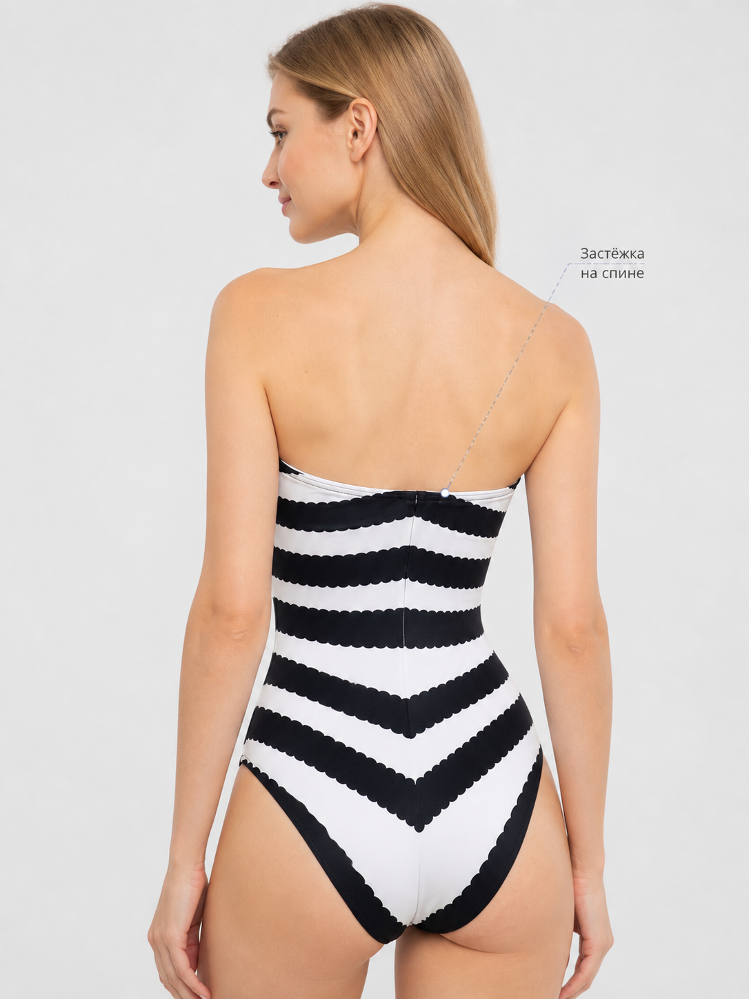 Barbie-Style Cosplay Swimsuit, Black and White Stripes