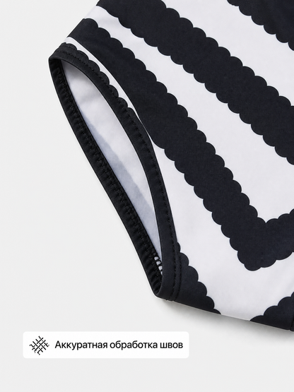 Barbie-Style Cosplay Swimsuit, Black and White Stripes