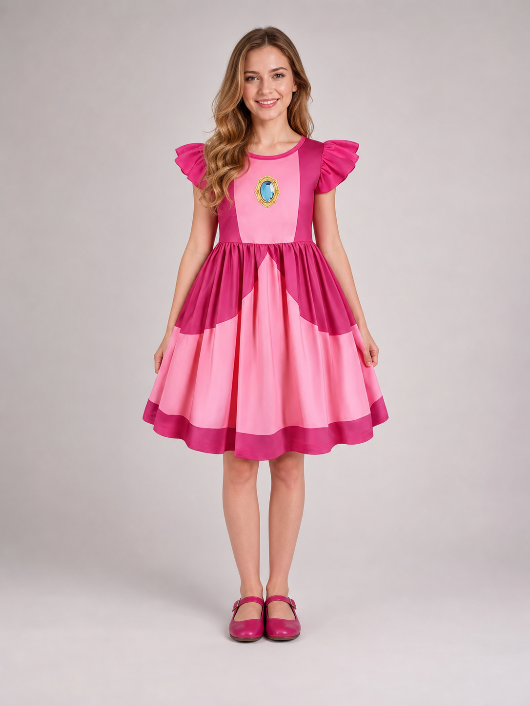 Kids' Peach Daisy Princess Dress for Cosplay