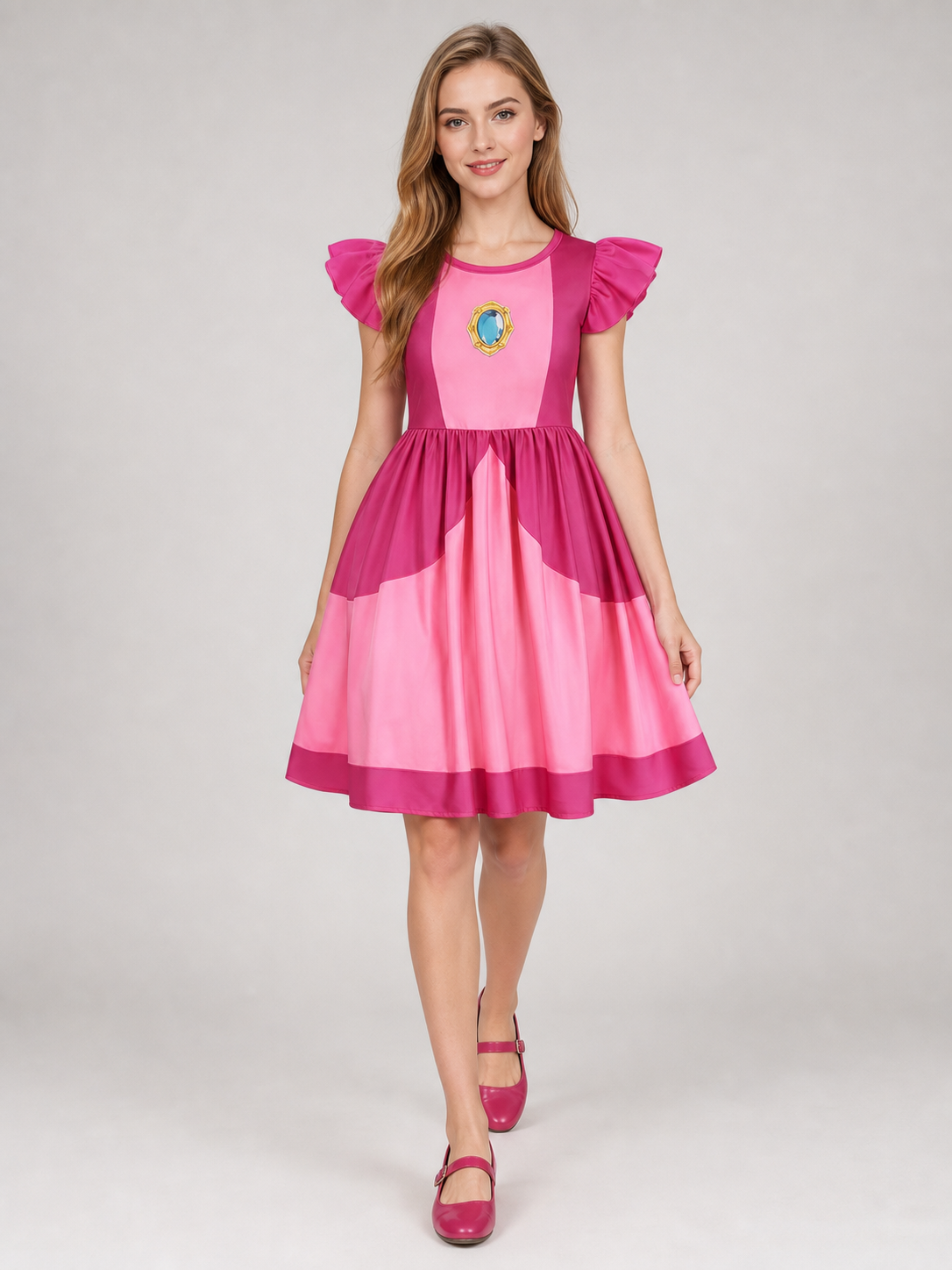 Kids' Peach Daisy Princess Dress for Cosplay
