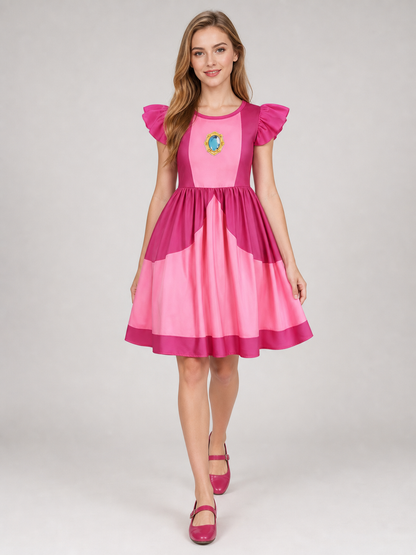 Kids' Peach Daisy Princess Dress for Cosplay