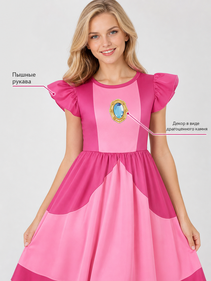 Kids' Peach Daisy Princess Dress for Cosplay