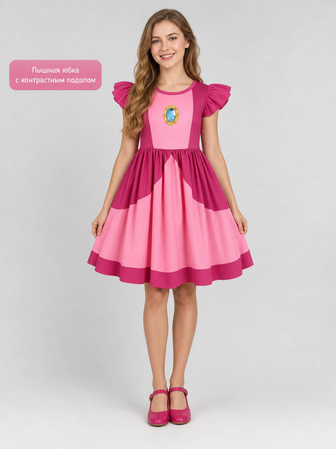 Kids' Peach Daisy Princess Dress for Cosplay