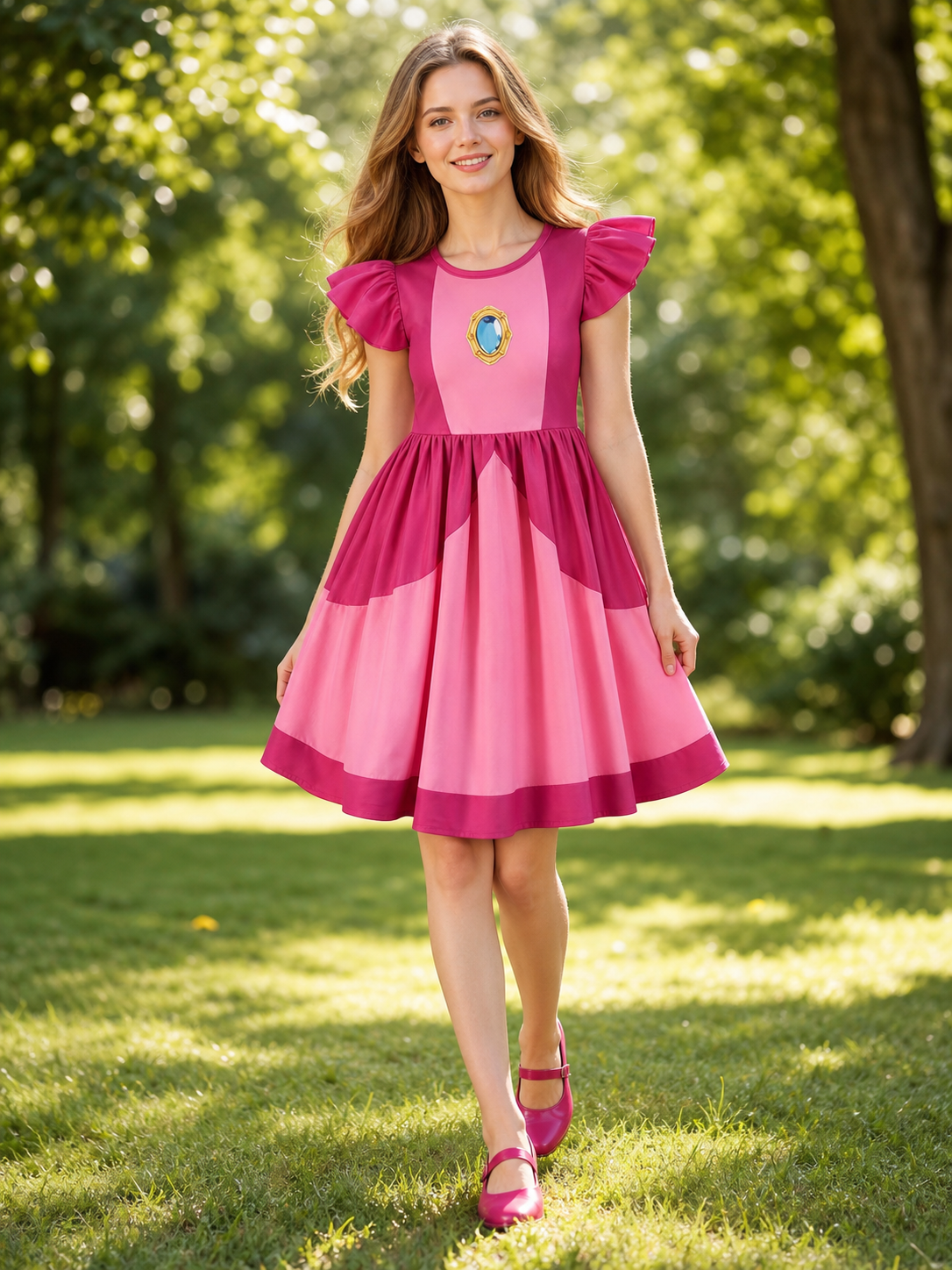 Kids' Peach Daisy Princess Dress for Cosplay