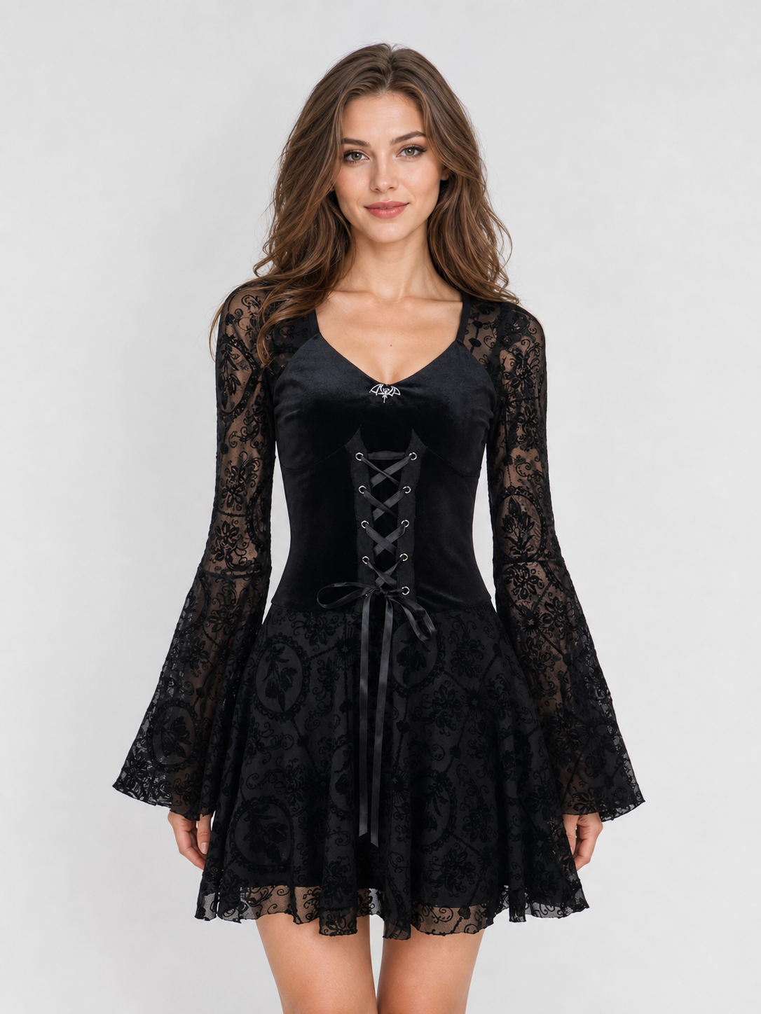 Gothic Lace Long-Sleeve Dress