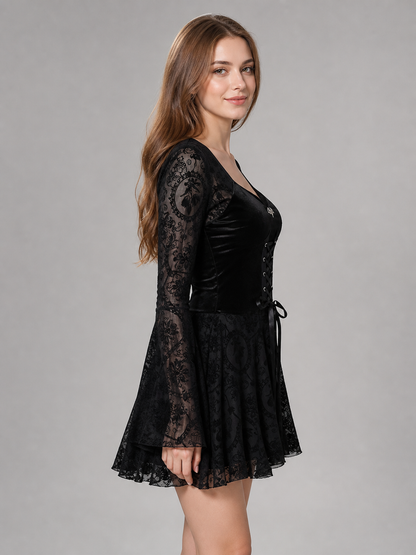 Gothic Lace Long-Sleeve Dress