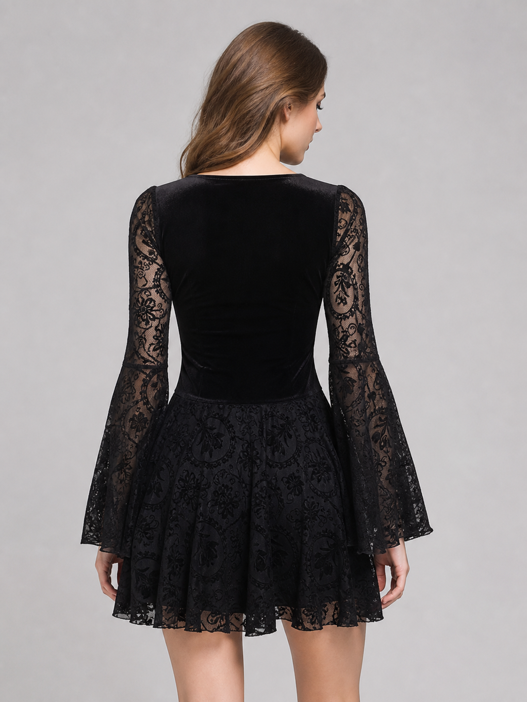 Gothic Lace Long-Sleeve Dress