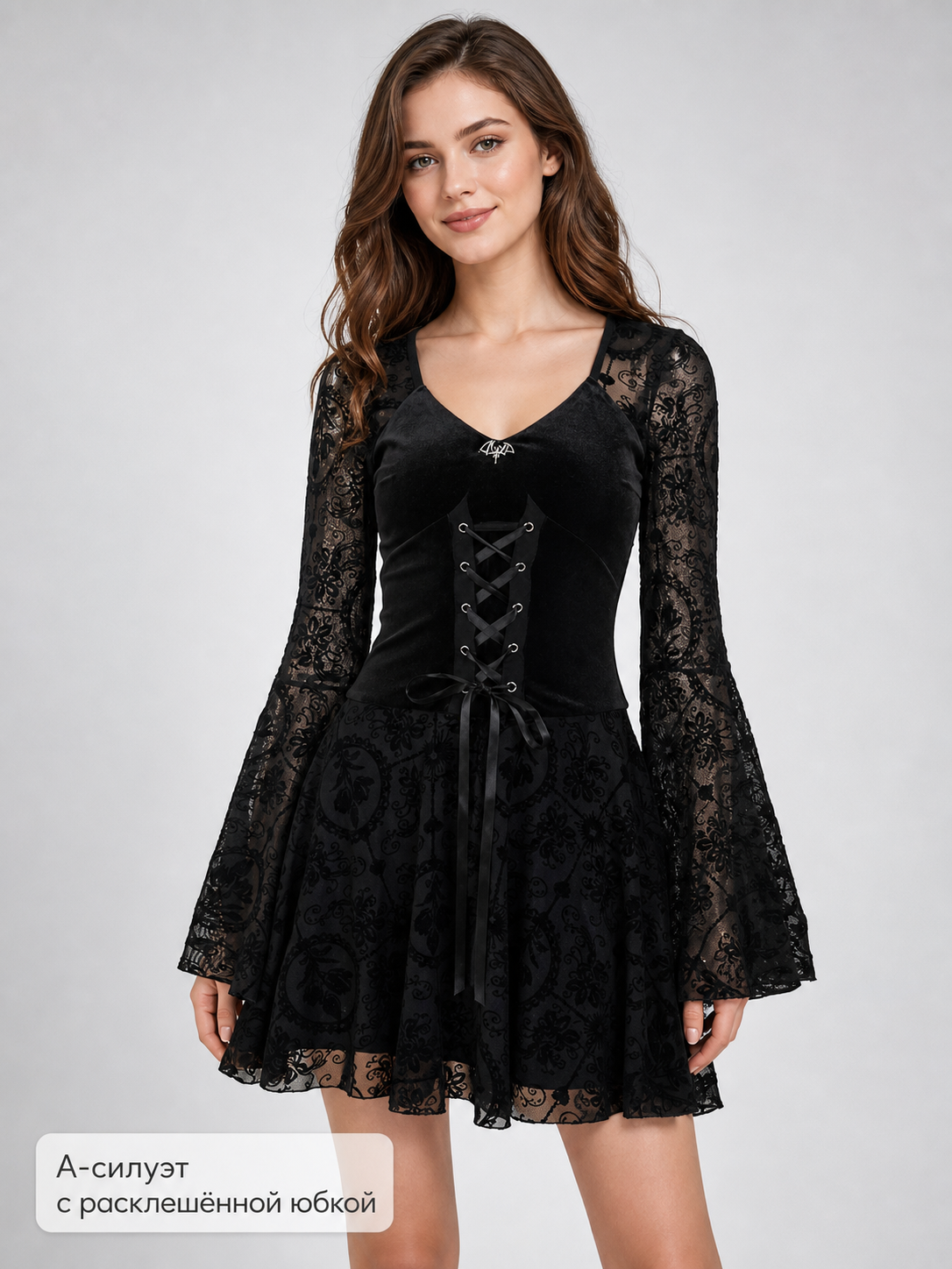 Gothic Lace Long-Sleeve Dress
