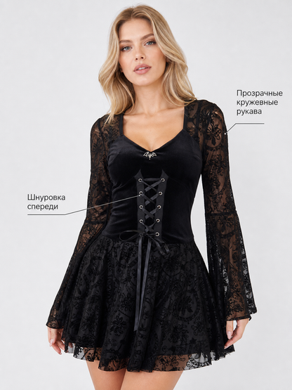 Gothic Lace Long-Sleeve Dress