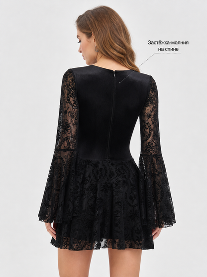Gothic Lace Long-Sleeve Dress