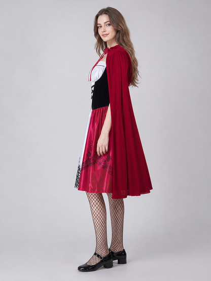 Gothic Halloween Costume: Dress, Cloak, and Stockings