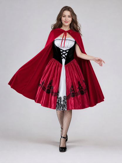 Gothic Halloween Costume: Dress, Cloak, and Stockings