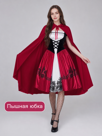 Gothic Halloween Costume: Dress, Cloak, and Stockings