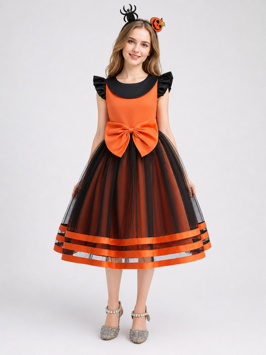 Girls' Halloween Pumpkin Dress