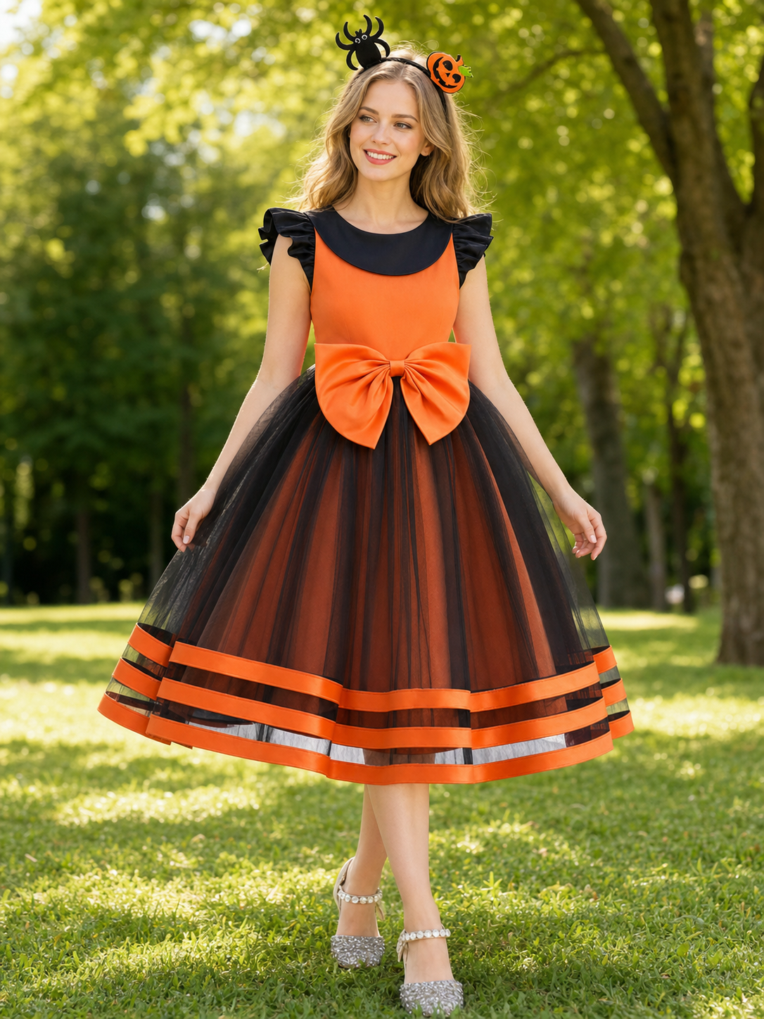 Girls' Halloween Pumpkin Dress