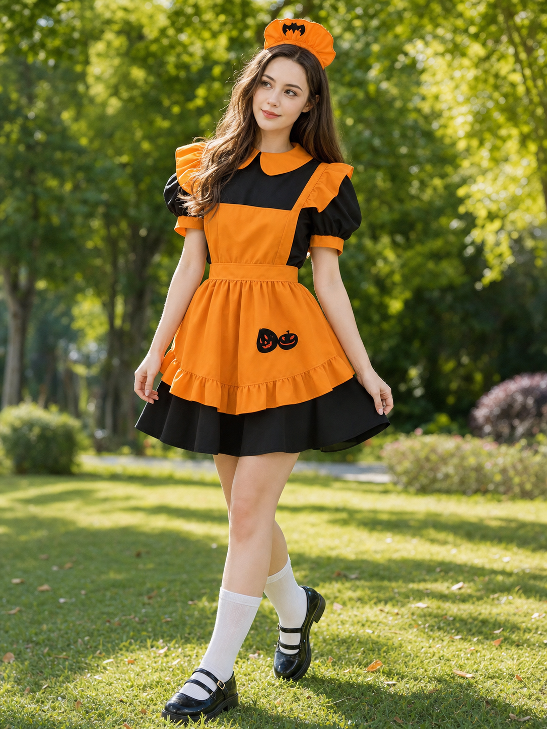 Women's Pumpkin Halloween Dress Costume, Lolita
