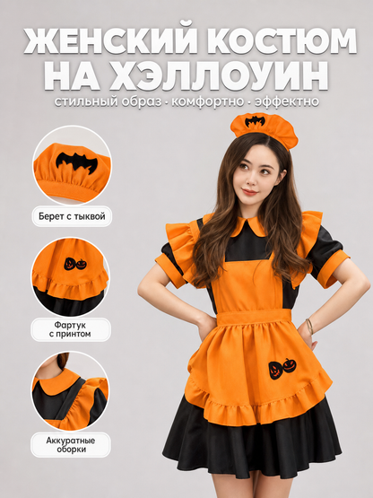 Women's Pumpkin Halloween Dress Costume, Lolita