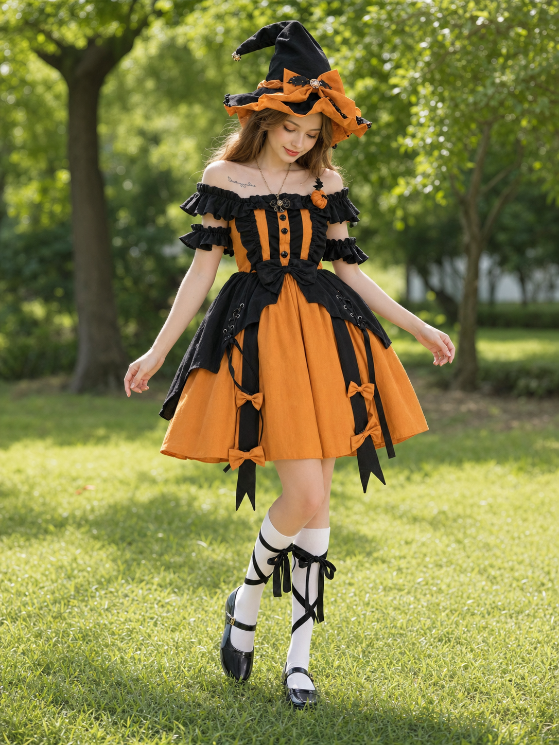 Lolita Halloween Witch Costume: Dress and Hat