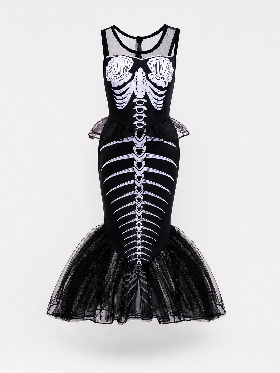Girls' Skeleton Costume Dress, Gothic Halloween