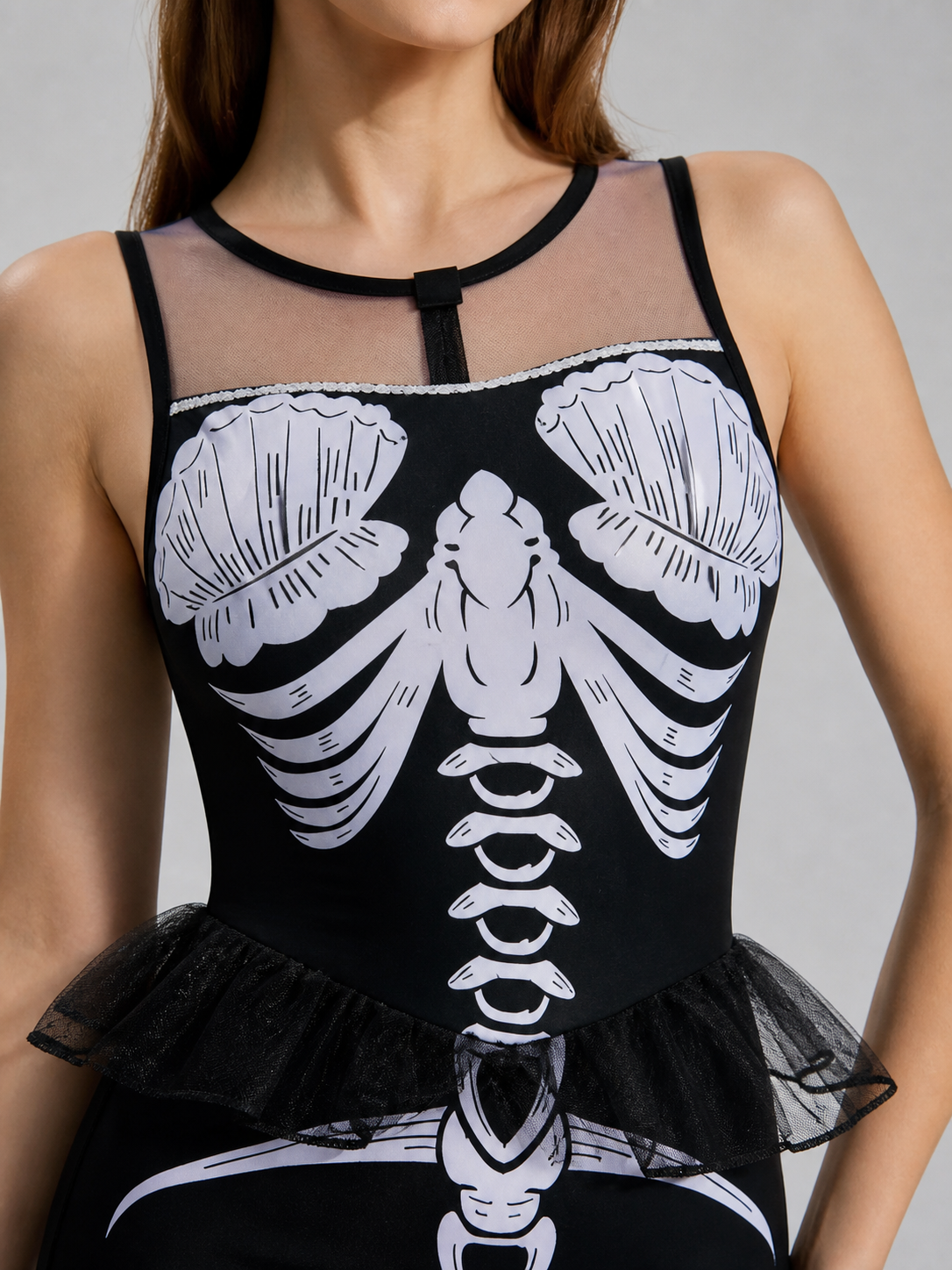 Girls' Skeleton Costume Dress, Gothic Halloween