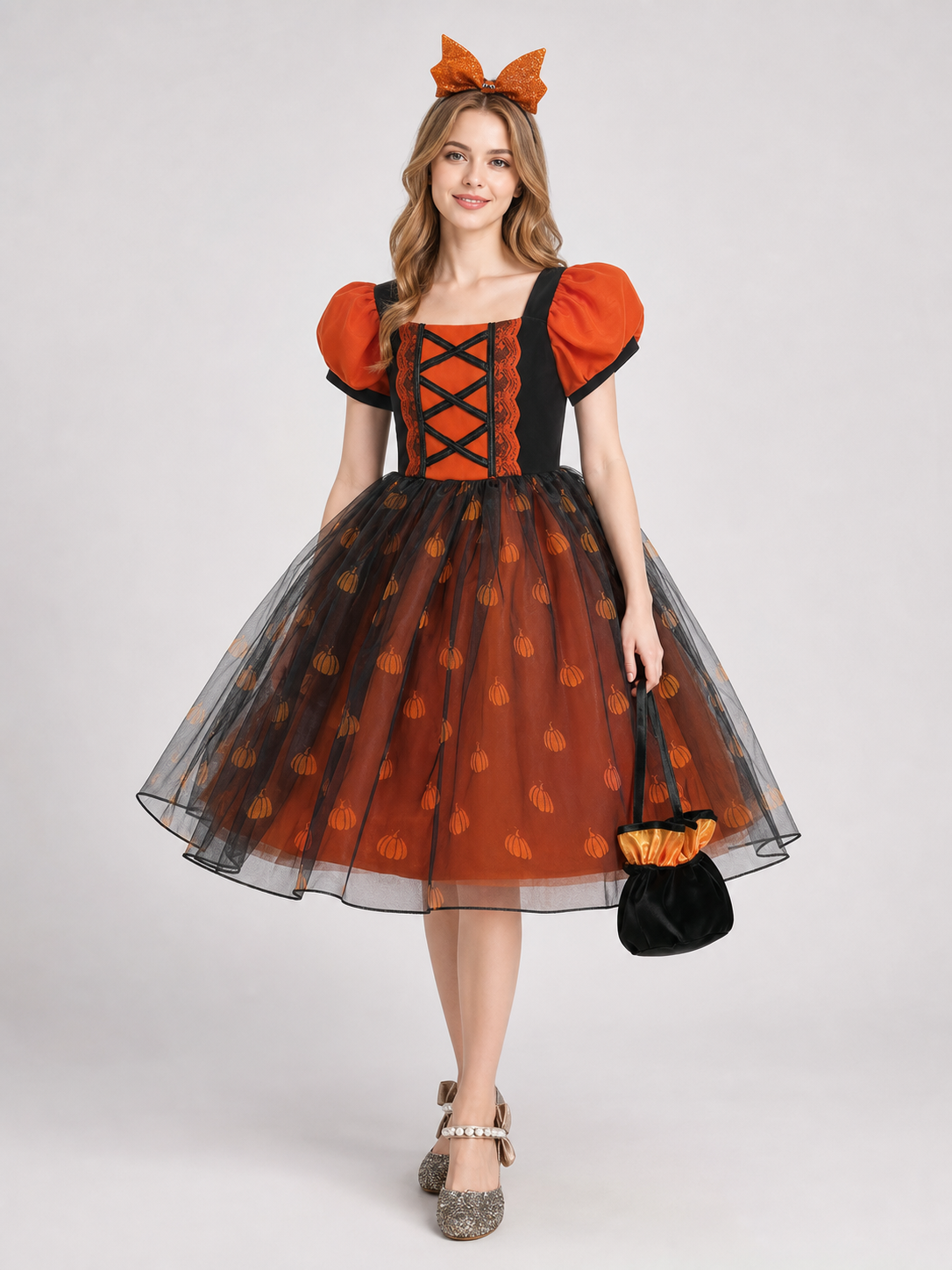 Girls' Pumpkin Halloween Dress