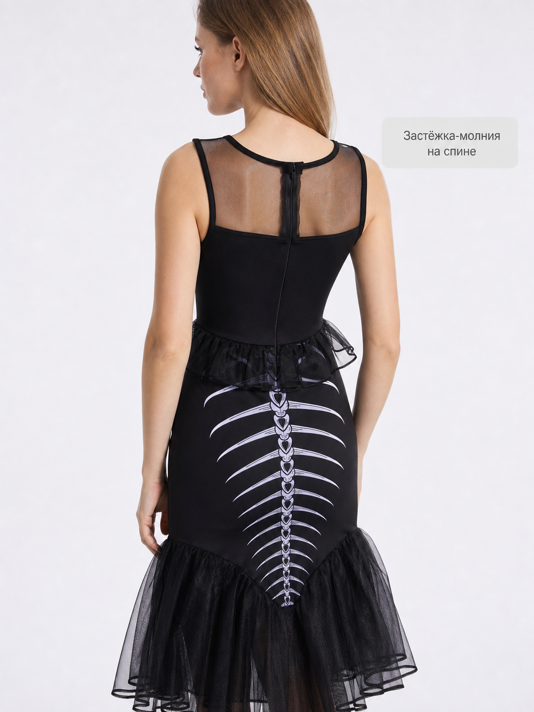 Girls' Skeleton Costume Dress, Gothic Halloween