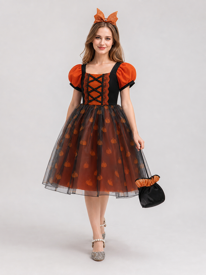 Girls' Pumpkin Halloween Dress