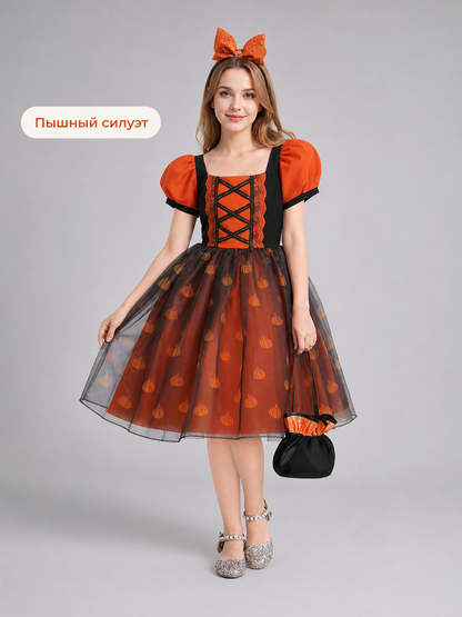 Girls' Pumpkin Halloween Dress