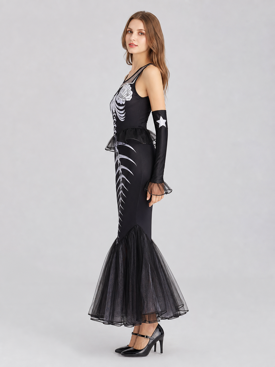 Girls' Skeleton Costume Dress, Gothic Halloween