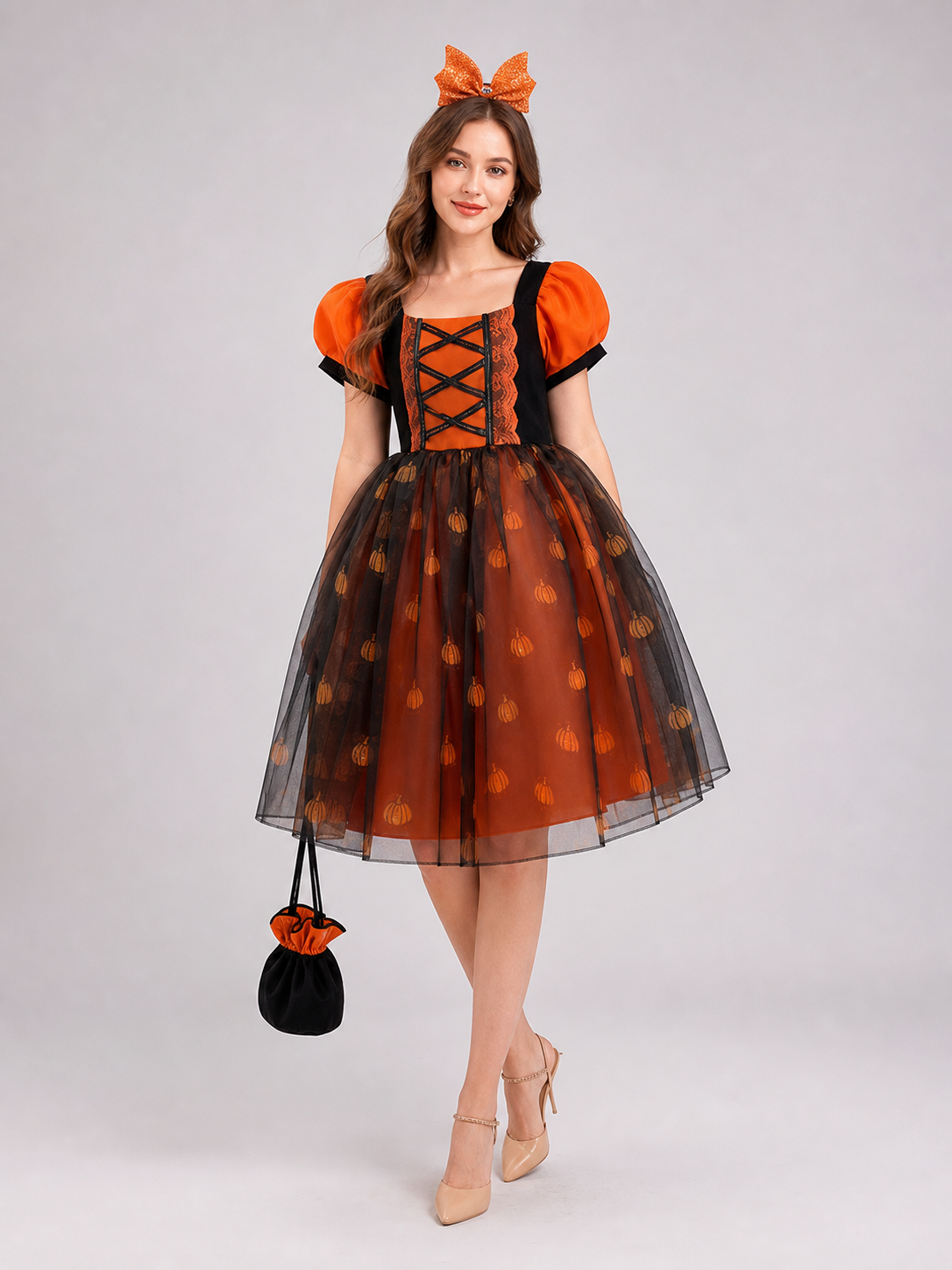Girls' Pumpkin Halloween Dress