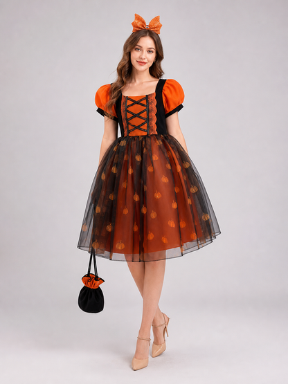 Girls' Pumpkin Halloween Dress