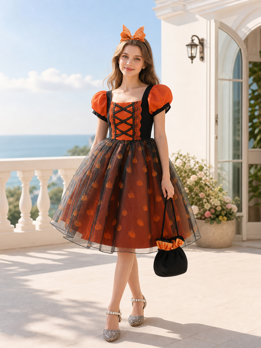 Girls' Pumpkin Halloween Dress