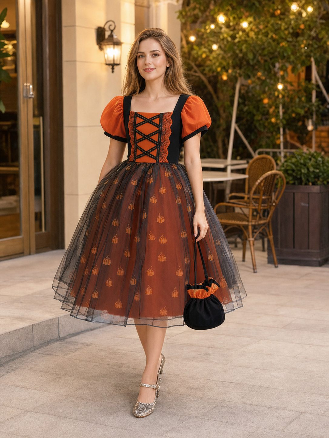 Girls' Pumpkin Halloween Dress