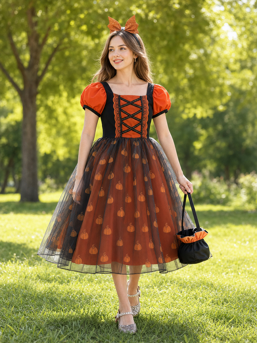Girls' Pumpkin Halloween Dress