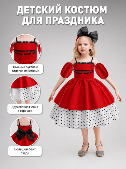 Girls' Halloween Pumpkin Costume Dress with Headband