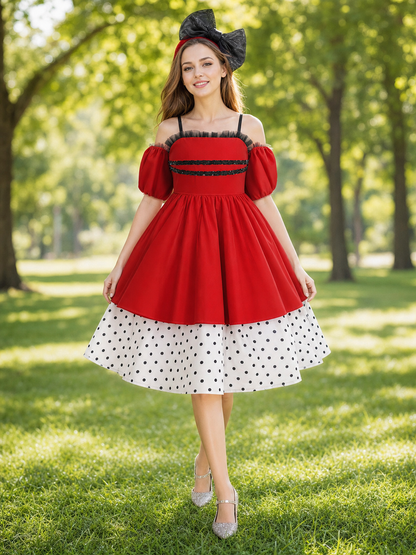 Girls' Halloween Pumpkin Costume Dress with Headband